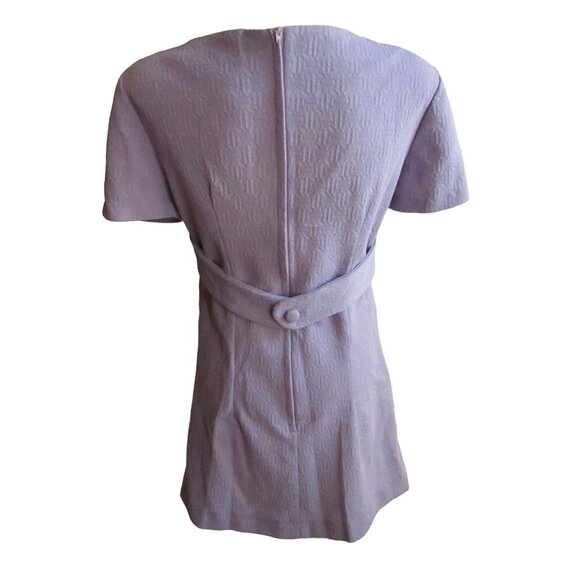 Vintage Women's Dress 8 1970's Mini Lilac Textured Stretch Knit Mod Handmade Med - Picture 5 of 8